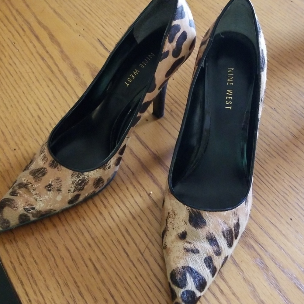 Nine West Leopard Print Heels ( faux fur)